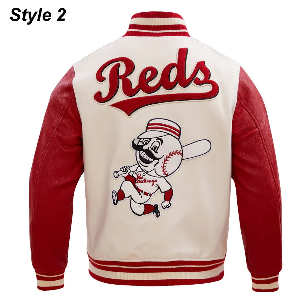 Cincinnati Reds Retro Classic Rib Wool Varsity Jacket - detail view