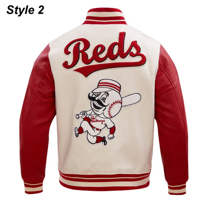 Cincinnati Reds Retro Classic Rib Varsity Jacket - detail view