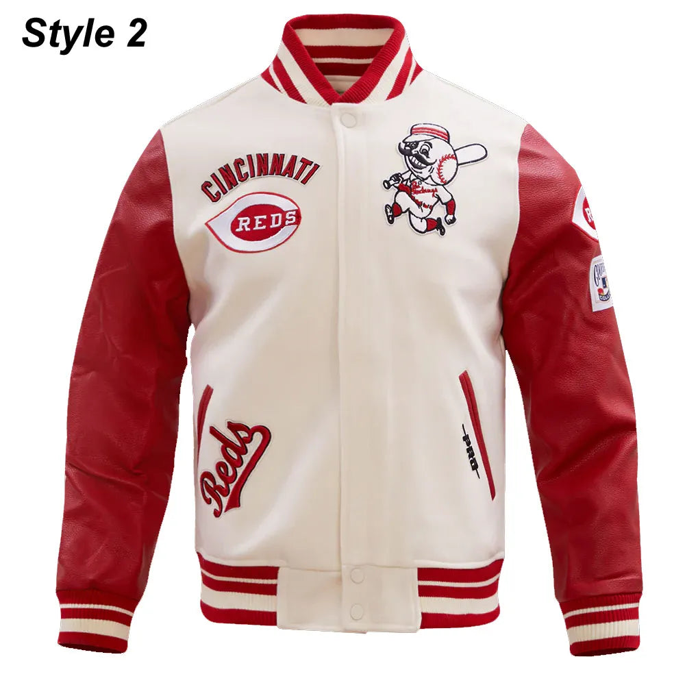 Cincinnati Reds Retro Classic Rib Wool Varsity Jacket - back view