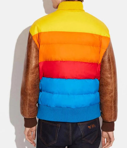 Hybrid Coach Puffer Letterman Jacket - back view