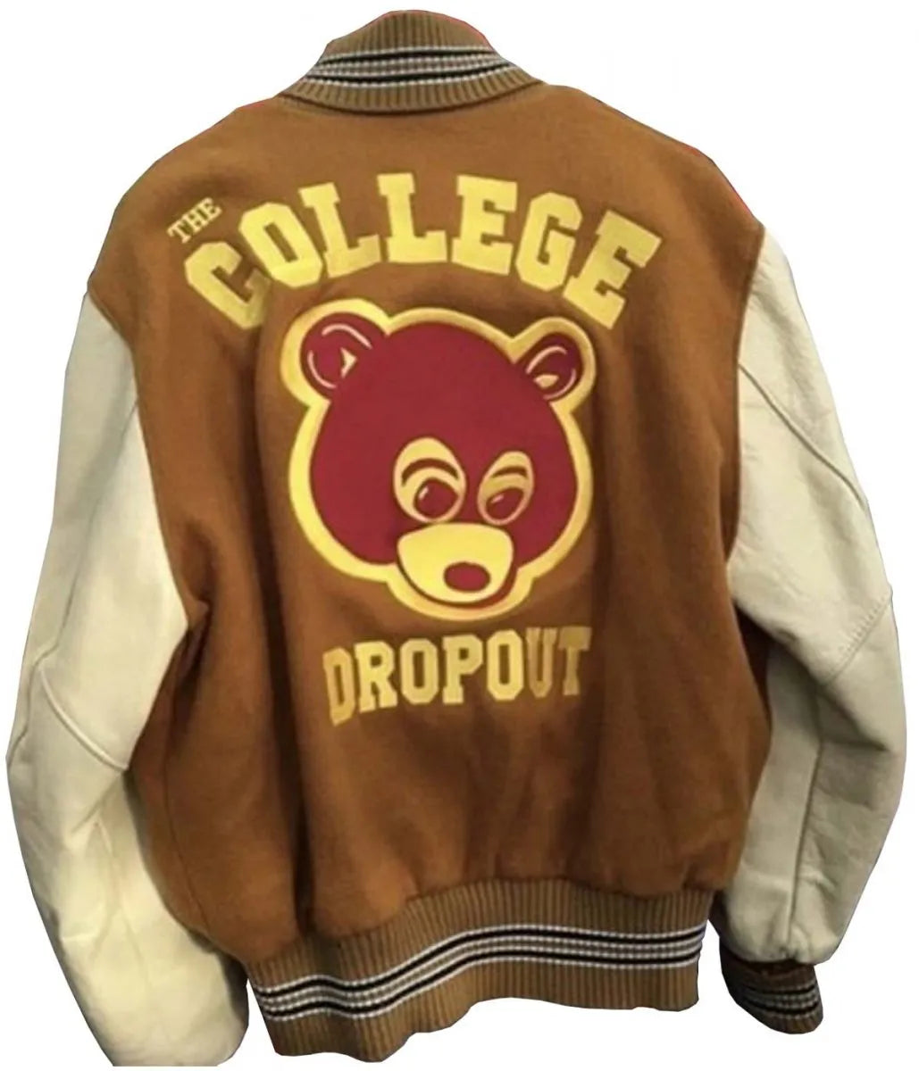 The College Dropout Kanye West Varsity Jacket - detail view