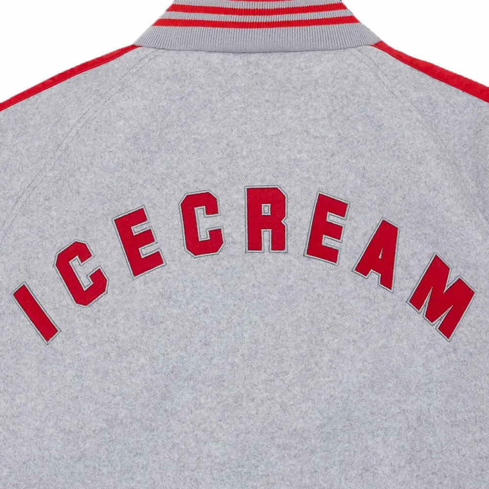 Cones and Bones Icecream Gray Varsity Jacket - back view