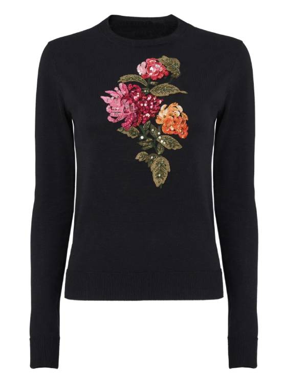Tamron Hall Show Tamron Hall Floral Sequin Sweater