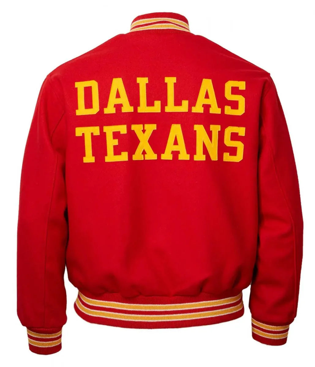 Travis Kelce Dallas Texans Red Varsity Wool Jacket - side view