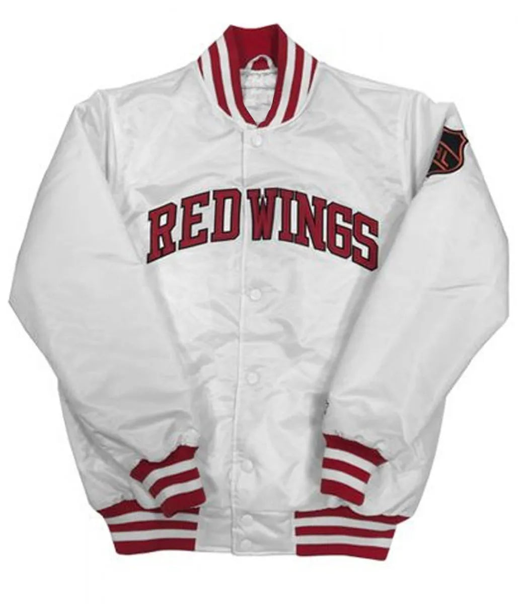 Detroit Red Wings Starter Red Satin Jacket - side view