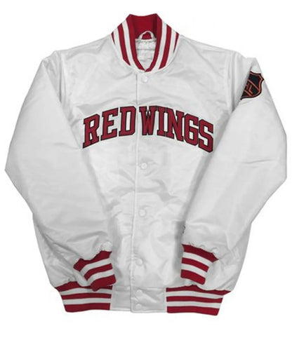 Detroit Red Wings Starter Red Satin Jacket - side view