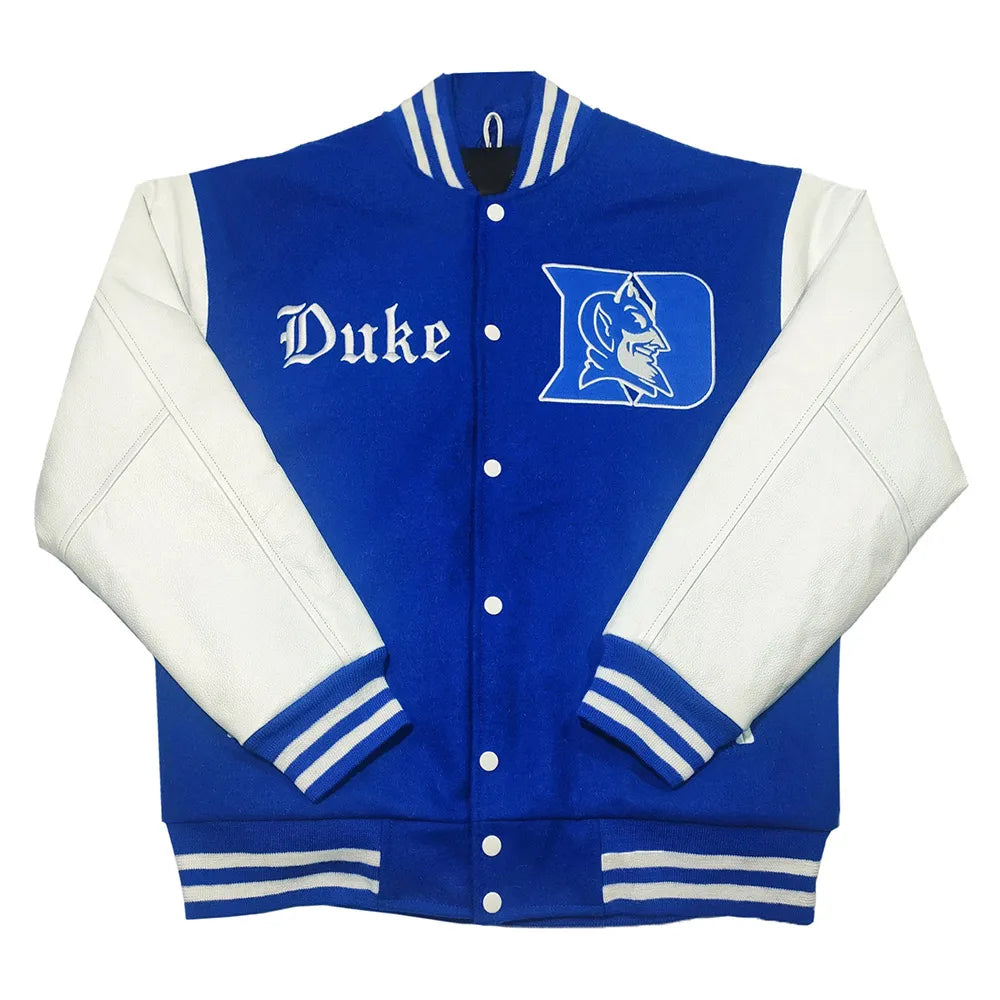 Duke Blue Devils Royal Blue and White Varsity Jacket - side view