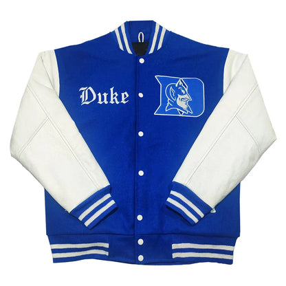 Duke Blue Devils Royal Blue and White Varsity Jacket - side view
