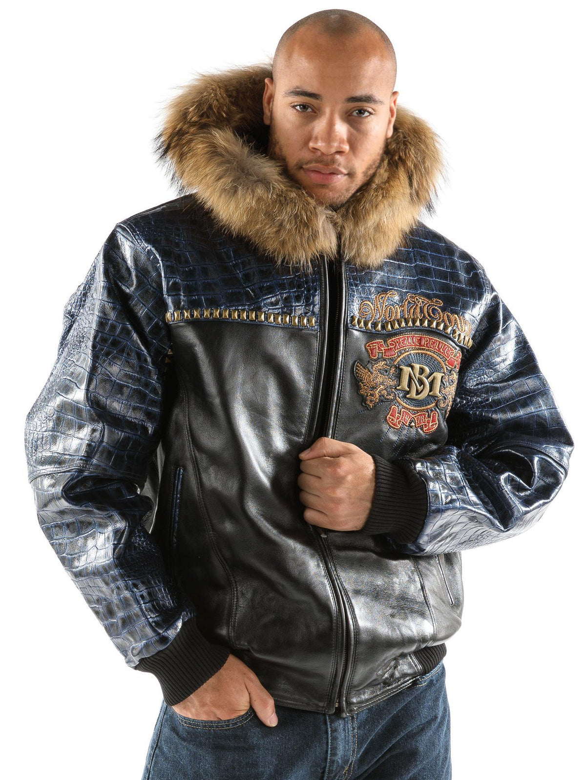 Pelle Pelle Forty Years Black and Blue MB Leather Jacket - back view