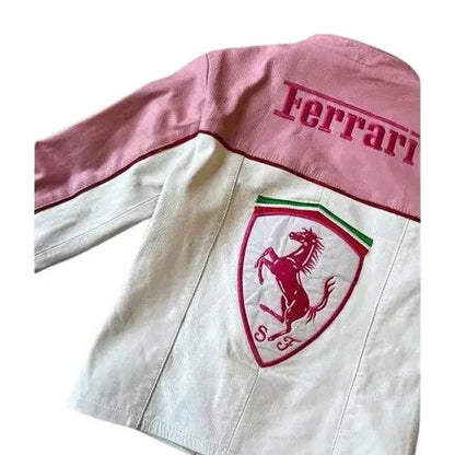 Ferrari Pink Leather Jacket - back view