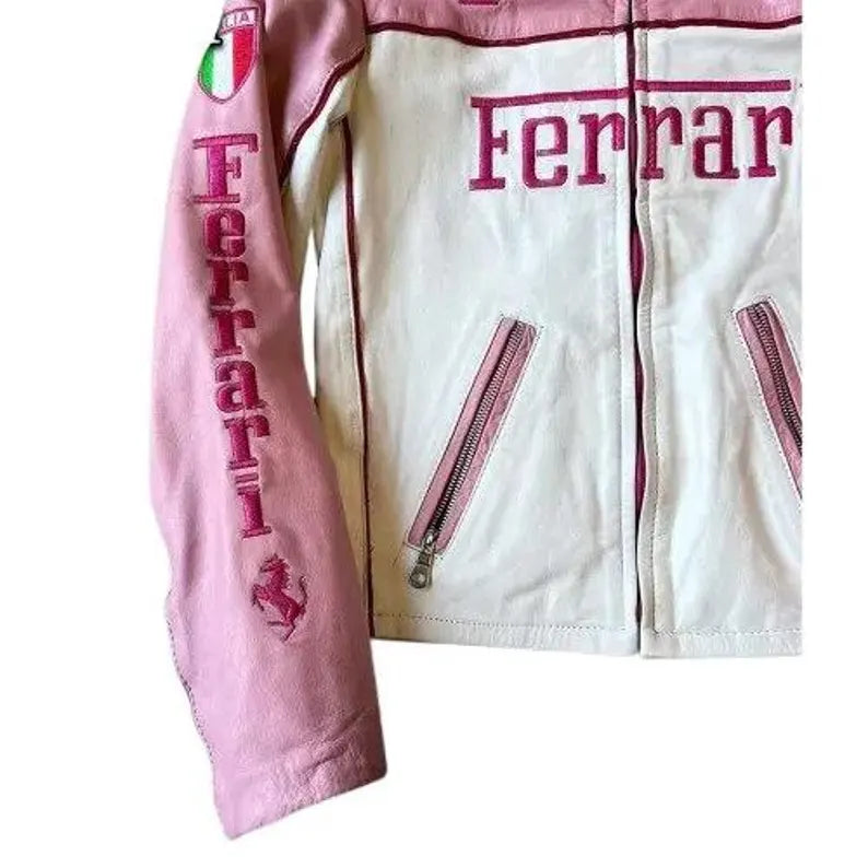 Ferrari Pink Leather Jacket - side view
