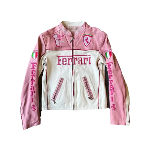 Ferrari Pink Leather Jacket