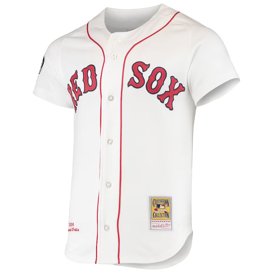 Men's Boston Red Sox David Ortiz Mitchell & Ness White 2004 Cooperstown Collection Home Authentic Jersey Kansas Jacket