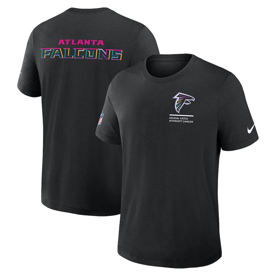 Atlanta Falcons Nike Black 2025 NFL Crucial Catch Tri-Blend Dri-FIT T-Shirt Trendy Layer