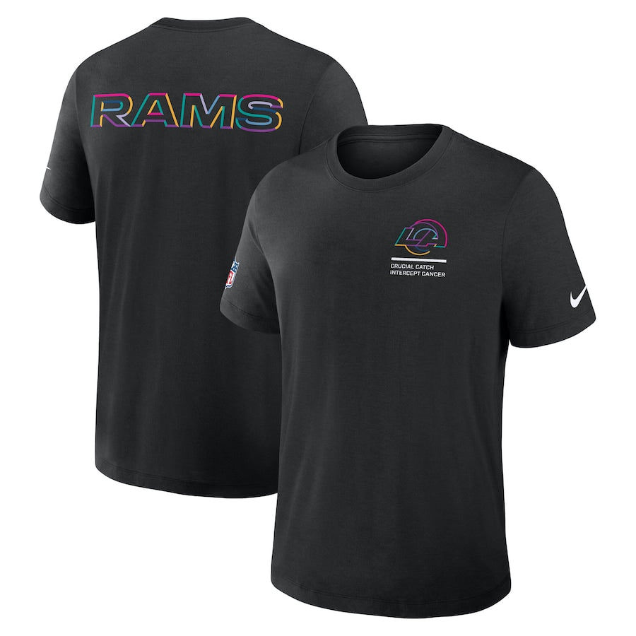 Los Angeles Rams Nike Black 2025 NFL Crucial Catch Tri-Blend Dri-FIT T-Shirt Trendy Layer
