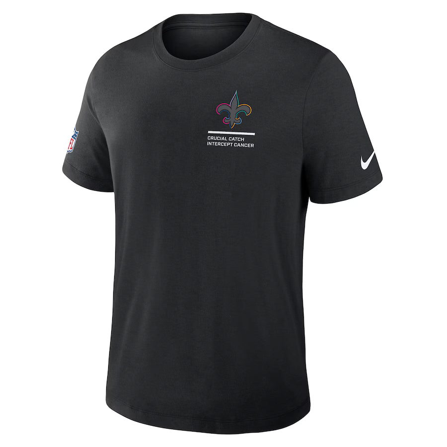 New Orleans Saints Nike Black 2025 NFL Crucial Catch Tri-Blend Dri-FIT T-Shirt Trendy Layer