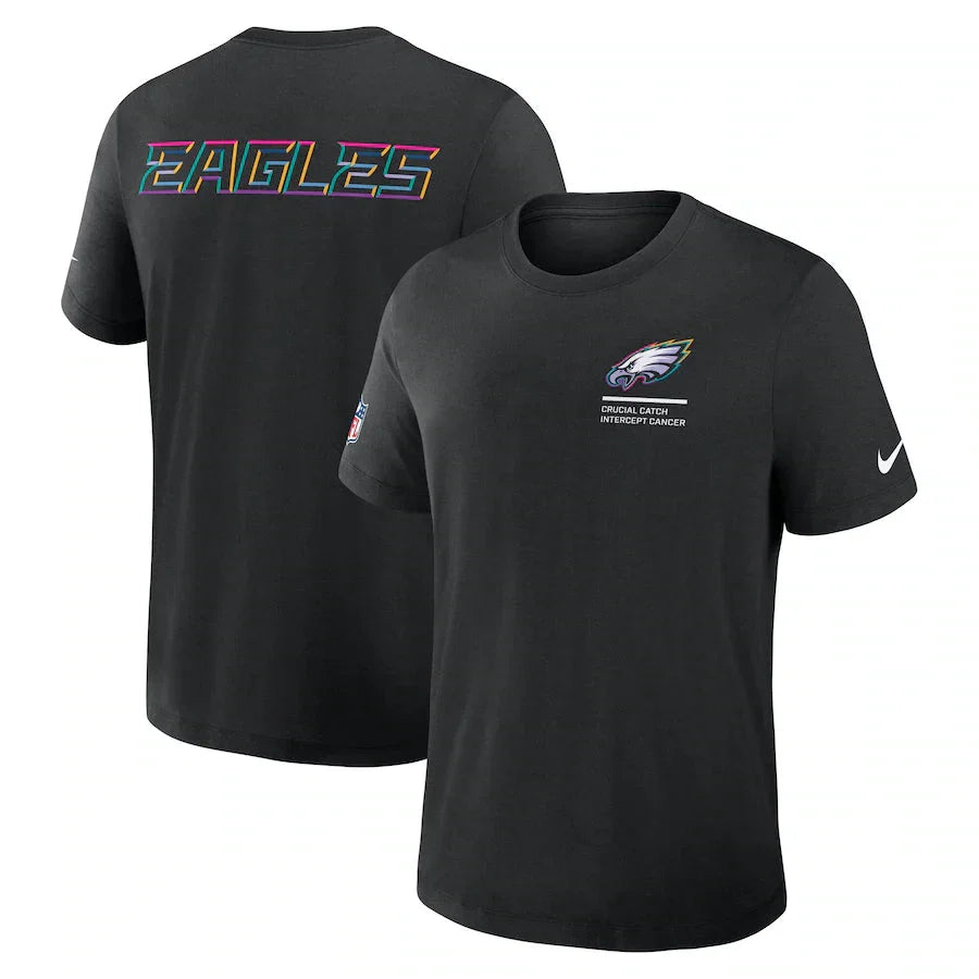 Philadelphia Eagles Nike Black 2025 NFL Crucial Catch Tri-Blend Dri-FIT T-Shirt Trendy Layer