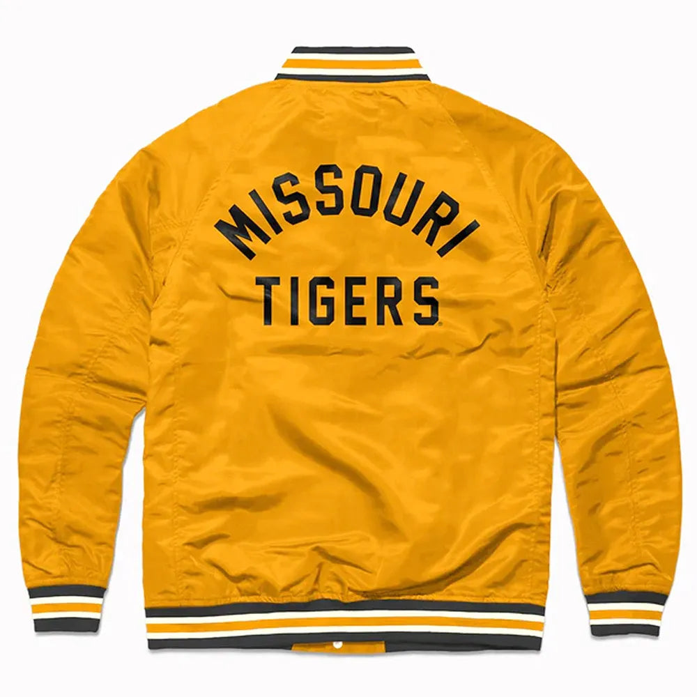 Missouri Tigers Gold Varsity Satin Jacket - back view