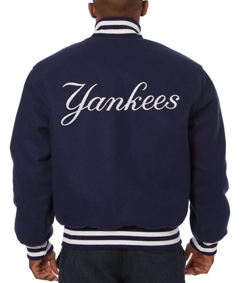 Yankees New York Varsity Blue Wool Jacket - back view