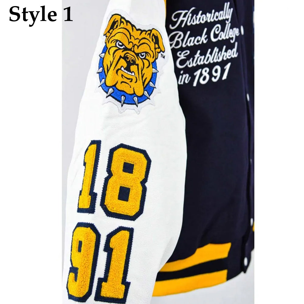North Carolina At State University Aggie Pride Blue Varsity Jacket - back view
