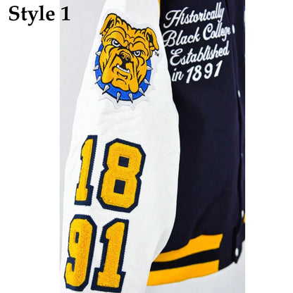North Carolina At State University Aggie Pride Blue Varsity Jacket - back view