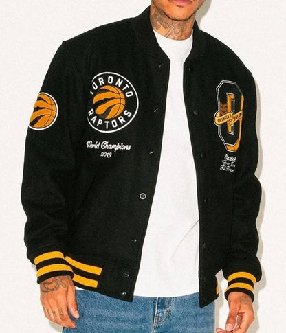 OVO Toronto Raptors Varsity Black Wool Jacket - side view