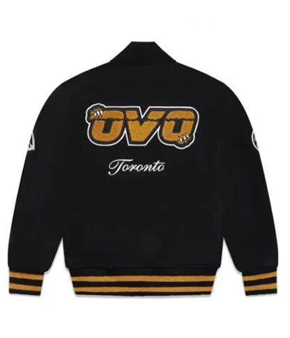 OVO Toronto Raptors Varsity Black Wool Jacket - back view