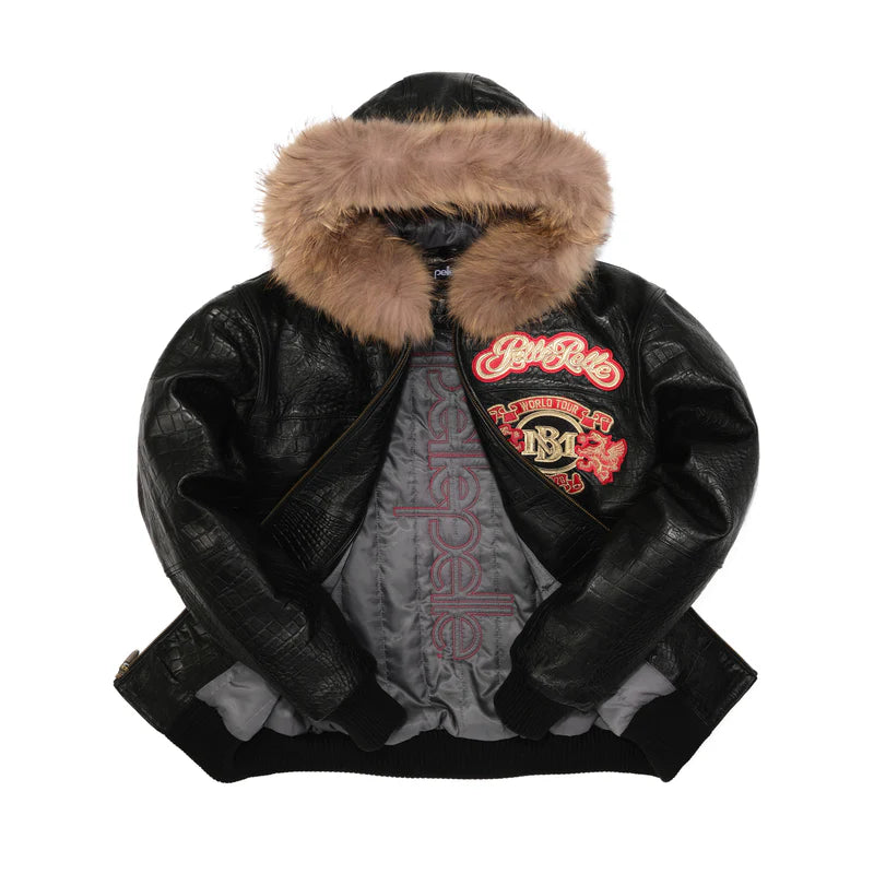 Pelle Pelle World Tour Hooded Black Jacket - side view