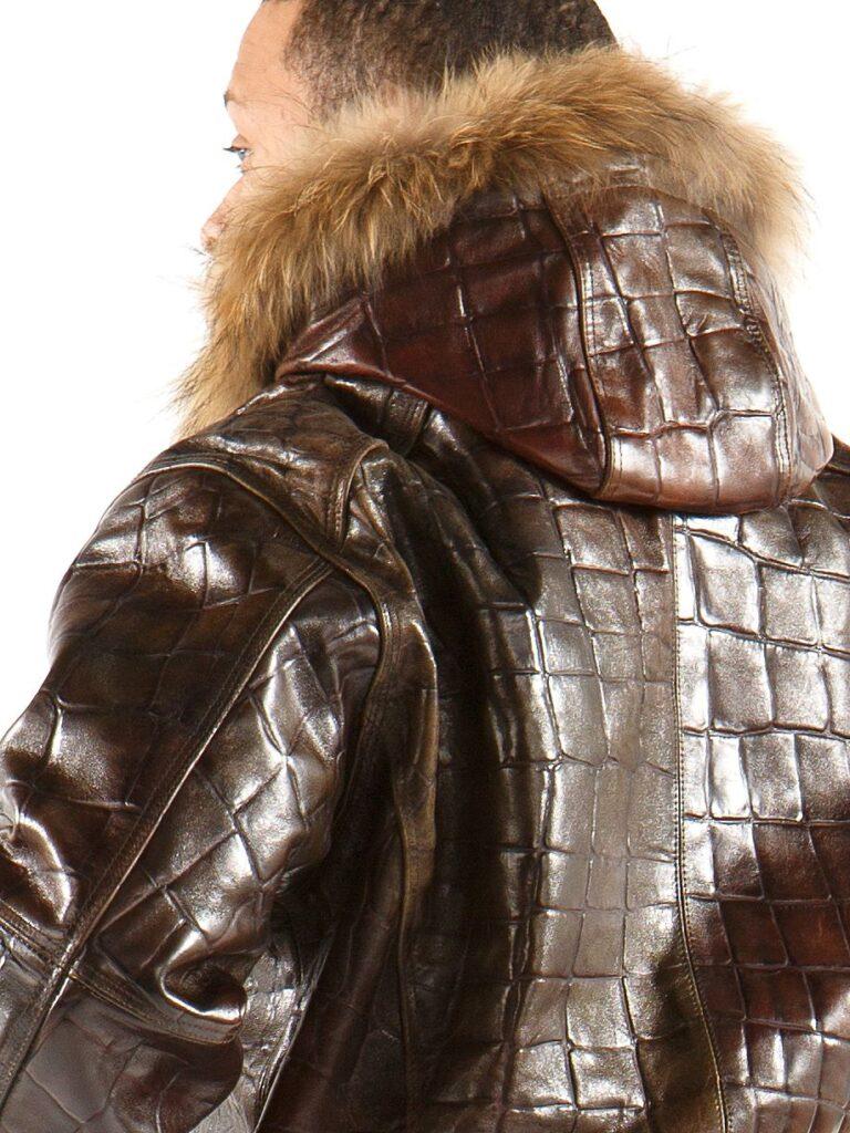 Pelle Pelle Crocodile Skin Brown Jacket - back view