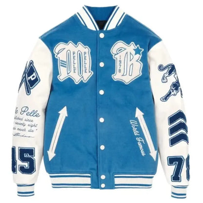 Pelle Pelle Blue and White Varsity Jacket