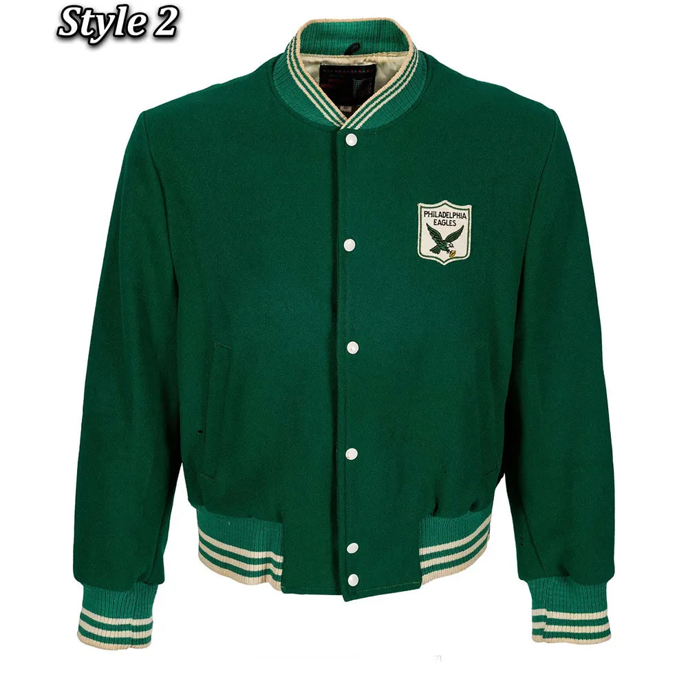 1960 Philadelphia Eagles Green Varsity Jacket - back view