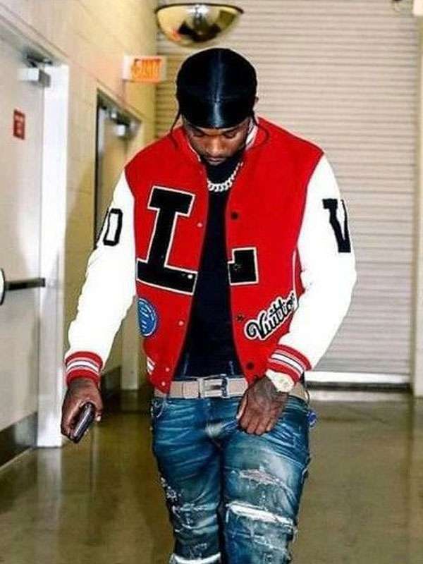 Pop Smoke Dreaming Red Varsity Jacket - side view