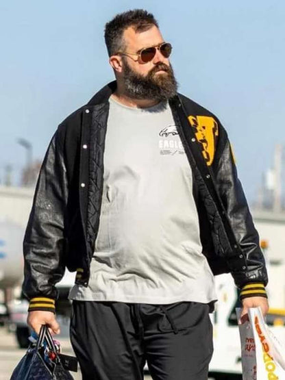 Jason Kelce High School Black Varsity Jacket - detail view