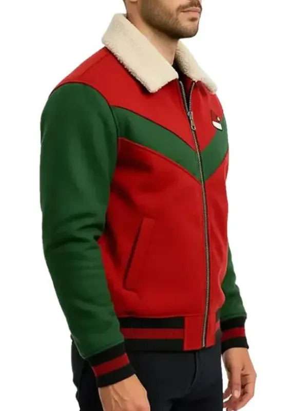 Red and Green Christmas Varsity Jacket - side view