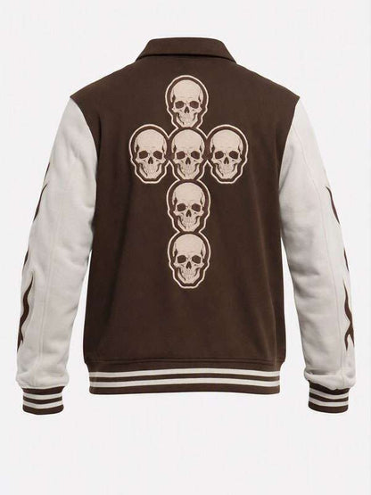 Halloween Skull and Wings Varsity Jacket