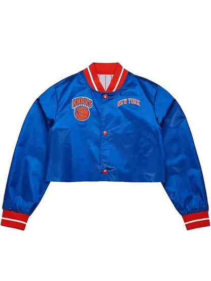 Jordyn Woods Knicks Blue Varsity Jacket - side view