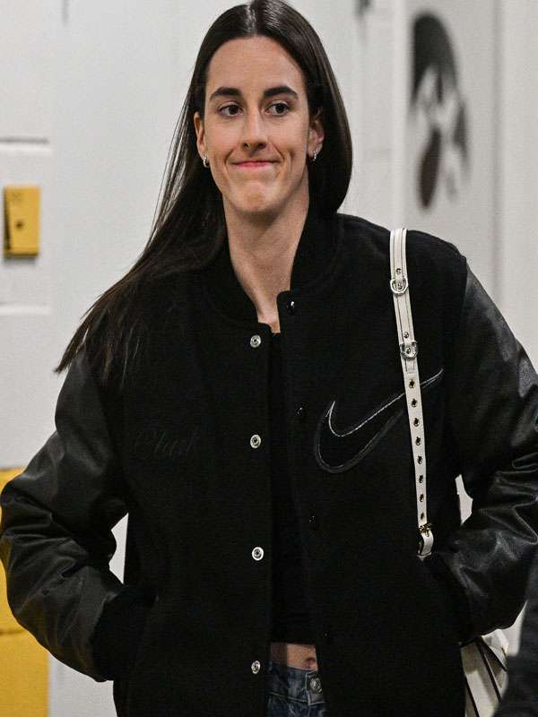 Caitlin Clark Indiana Fever 2025 Black Varsity Jacket