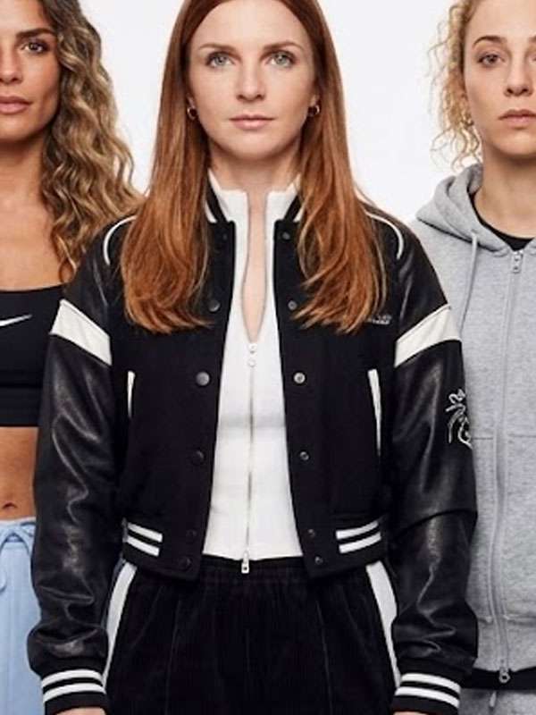 Ted Lasso Lizzie Davis Black Varsity Jacket - back view