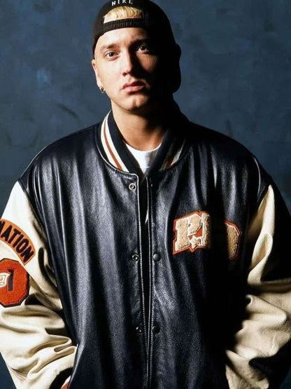 Eminem Varsity Leather Jacket - back view