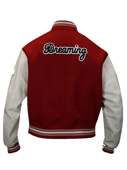 Pop Smoke Dreaming Red Varsity Jacket - back view