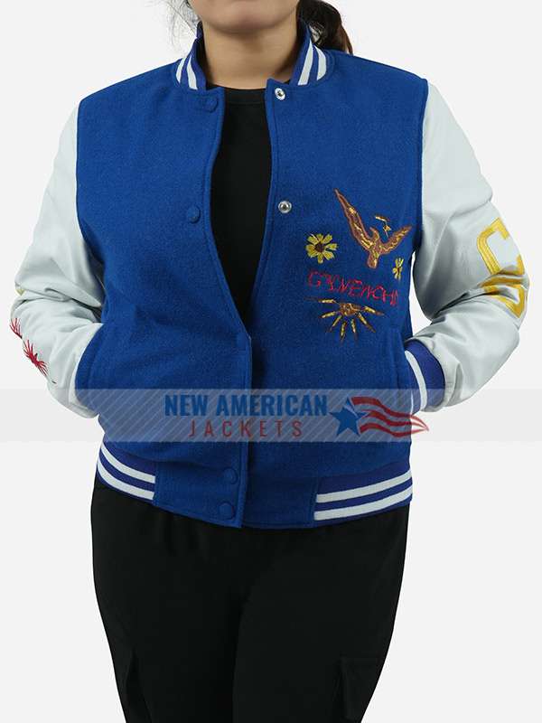 Power Book II Ghost Effie Blue and White Varsity Jacket - back view