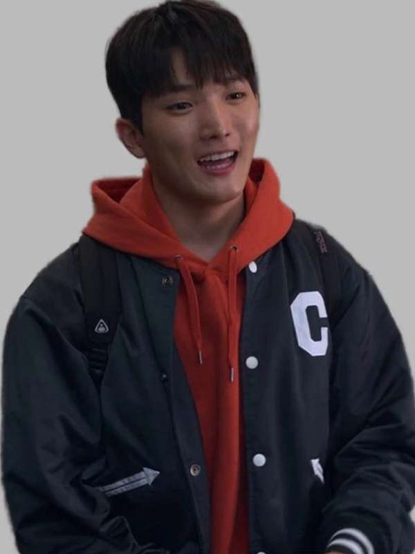 Dae XO Kitty Black Varsity Jacket - back view