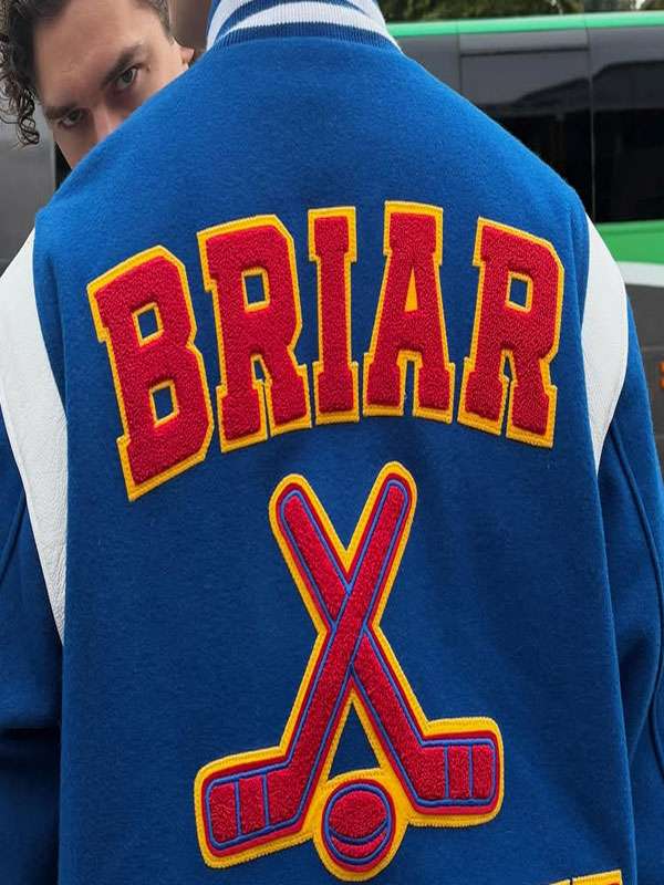 Belmont Cameli Off Campus Blue Varsity Jacket - back view