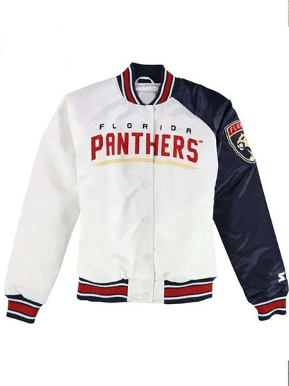 Florida Panthers White Varsity Jacket - side view