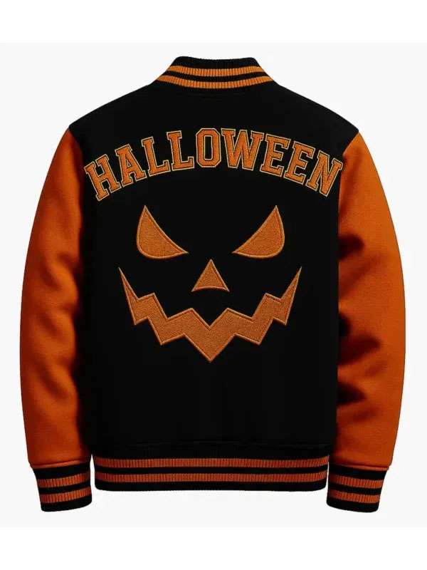 Halloween Pumpkin Varsity Jacket - back view