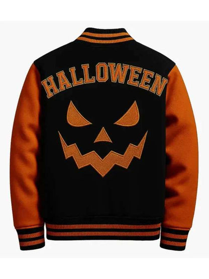 Halloween Pumpkin Varsity Jacket - back view
