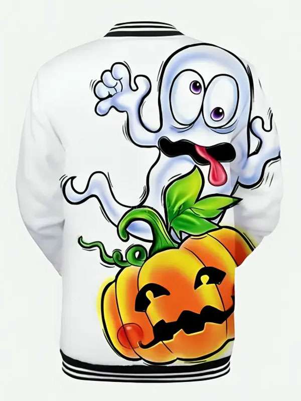 Ghost and Pumpkin Varsity Jacket