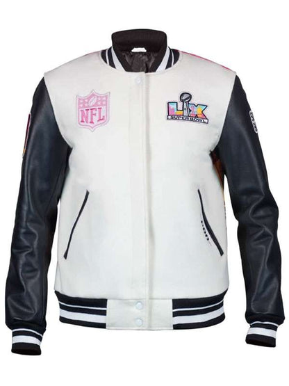 Womens San Francisco Bay Super Bowl LX Varsity Jacket - side view