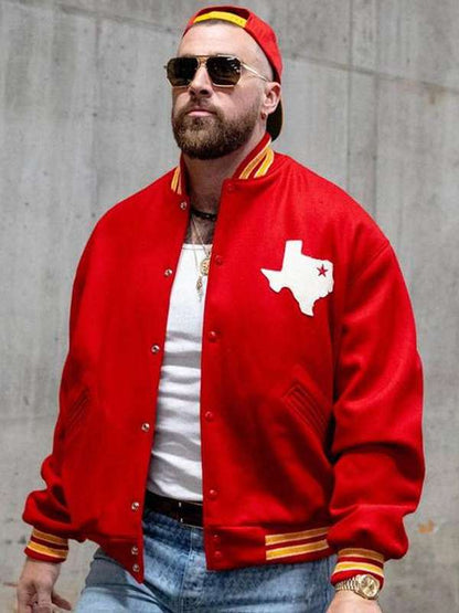 Travis Kelce Red Varsity Jacket