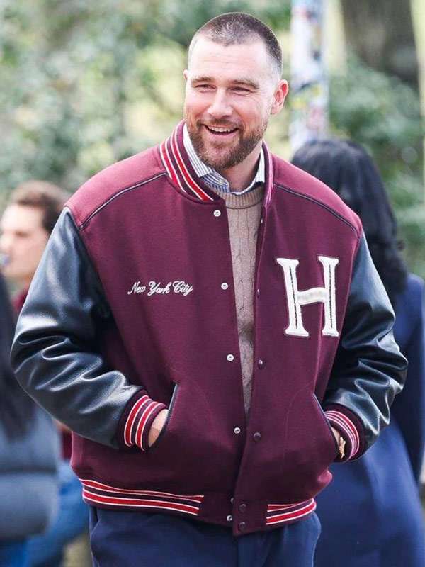 Central Park Travis Kelce Letterman Jacket - back view